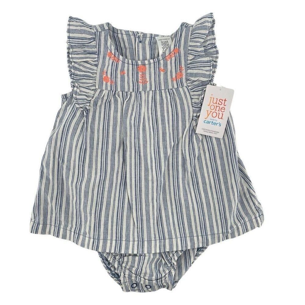 Just One You By Carter’s Baby Girl’s Striped Embroidered Sunsuit Dress 9M